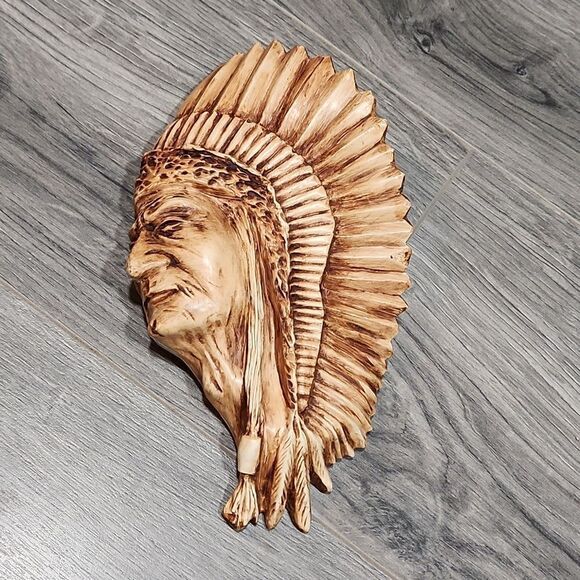 Vintage 91' Chieftain Appalachian Indian Head Ceramic Wall Decor - Picture 1 of 8